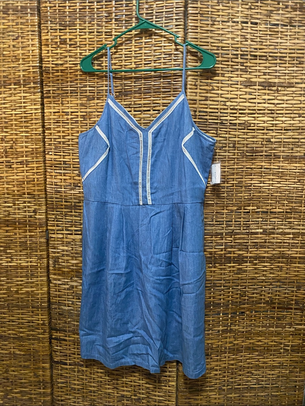 NWT Maison Jules Barcelona Chambray crochet detail Spaghetti Strap Dress XXL
